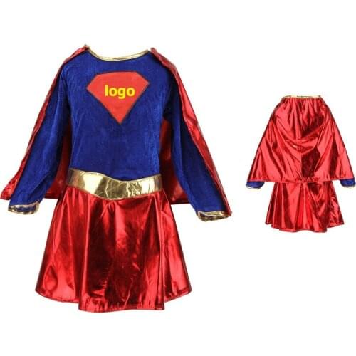Kids Child Girls Costume Fancy Dress Supergirl Comic Book Party Outfit