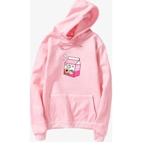 Peach Milk Print Long-sleeved Hat Sweatshirt Autumn and Winter Hoodie Peach Milk Hoodies New Hoodie