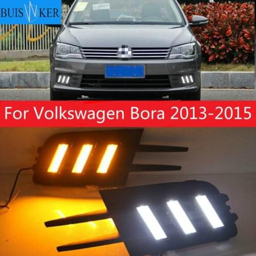 PCs/set 12v LED DRL Daylight For Volkswagen Bora 2013-2015 Daytime Running Lights Car LED Fog Lamp covers Car styling