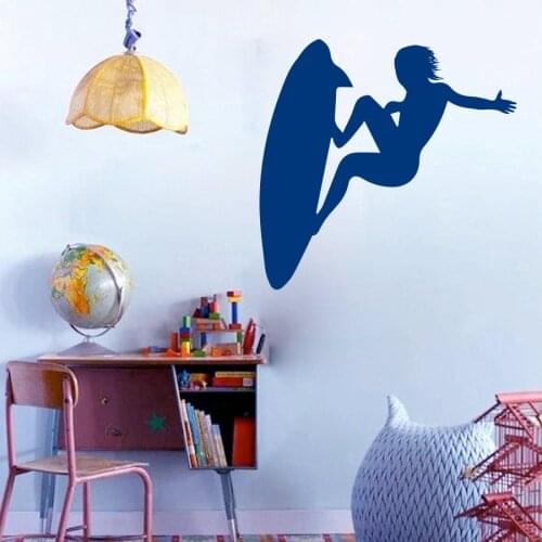 Home Decoration Art Vinyl Sticker Sport Surfboarder Surfing Wall Sticker Wave Sports Kids Room Home Decor Murals M-92
