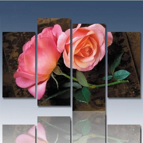 Hot Sale Blooming Pink Rose Canvas Painting Modern Flower Printed On Canvas Cuadros Abstractos 2017 Wall Pictures For Home Decor