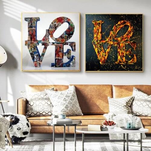 Graffiti Art Feather Weaving Love Oil Paintings on Canvas Wall Art Posters Prints Wall Pictures for Living Room Home Cuadros