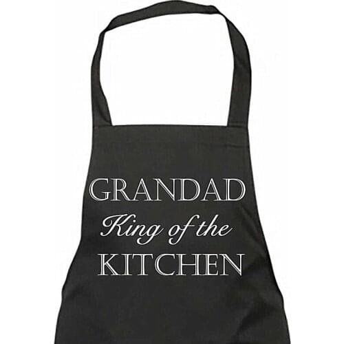 Custom Mens Baking Apron,Personalised Grandad King Of The BBQ Apron,Black Fathers Day Birthday Gift,Funny And Humorous Grilling