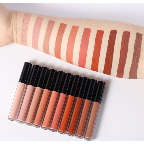 Brown Lipstick Cosmetics Makeup Matte Long-lasting Black Lip Gloss Liquid Free Shipping Items Women Girl Red Beauty Health
