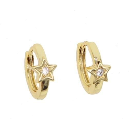 Trendy fashion Earings 10mm-12mm Plated Small Hoop Star Earrings For Summer Ladys gift Classic cute star Jewelry Hot Sale