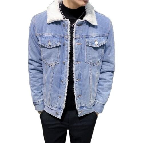 Winter Plus Velvet Male Lamb Hair Thick Denim Coat Warm Wool Mens Cowboy Jacket Loose Large Size 6XL