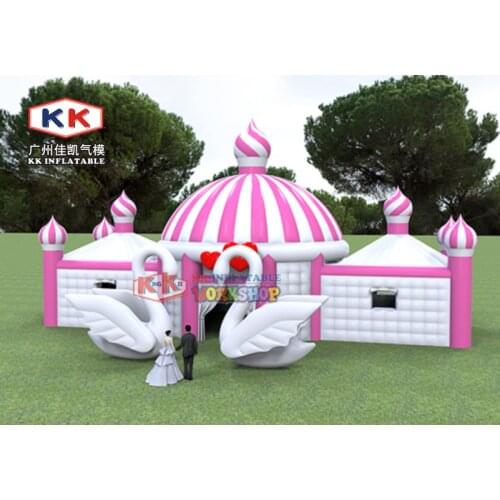 Inflatable White&Pink Castle For Wedding, Wonderland Garden Decor Inflatable Structure Tent