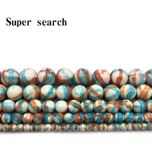 Natural White Yellow bluerain stones Round Loose Beads 15" Strand 4 6 8 10MM Pick Size For Jewelry diy Bracelet Woman