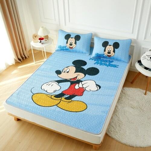 New Antibacterial Mickey Mouse Summer Sleeping Mattress Washable Bed Cover Sheet Cotton Latex Child Boy Girl Mattress Protector