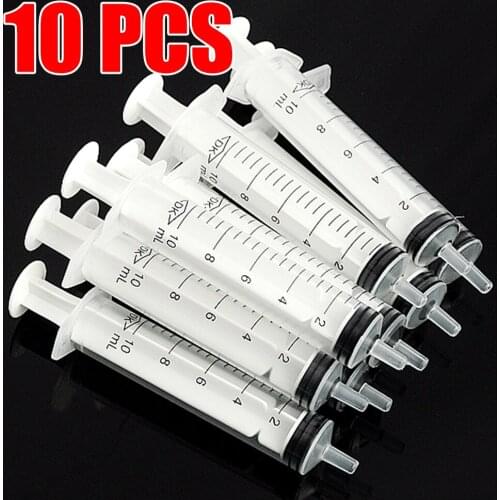 10Pcs 10mL Plastic Syringe Hydroponics Analyze Measuring Cubs Nutrients Syringe For Injectors Ink Cartridge Pets Cat Feeders
