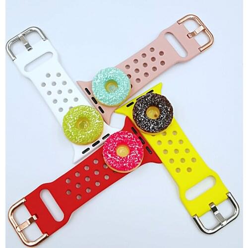 Donut Doughnut Handmade Cake Charms For Apple Watch Band Silicone Bracelet Metal Decorative Nails for iwatch