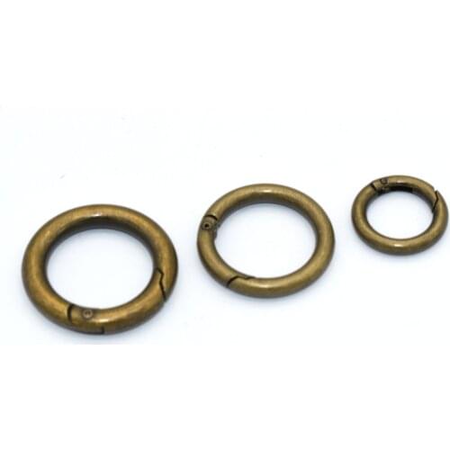 14-20mm Spring O Rings Round Snap Hook Webbing Hook clip Spring Buckle Gate O Rings Metal purse Bag push Clasp for Purse handbag