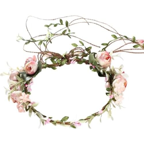 Manual Weaving Seaside Holiday Wedding Bridal Wreath Headdress Artificial Flowers Wreath Garland Hairband Women