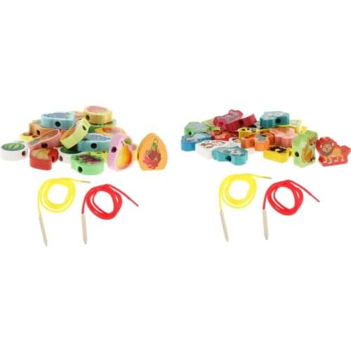 24PCS String Beads Stacking Blocks Monterssori Activities Toys for Kids Baby