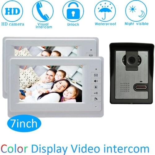 New Smart home Control 7 inch Display 1 to 2 Door Bell Wired Video Door Phone System HD waterproof camera Night version house