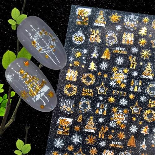Snowflake 3D Stickers for Nails Merry Christmas Nail Sticker Foil Decals New Year Nail Art Decorations Manicure Accessories