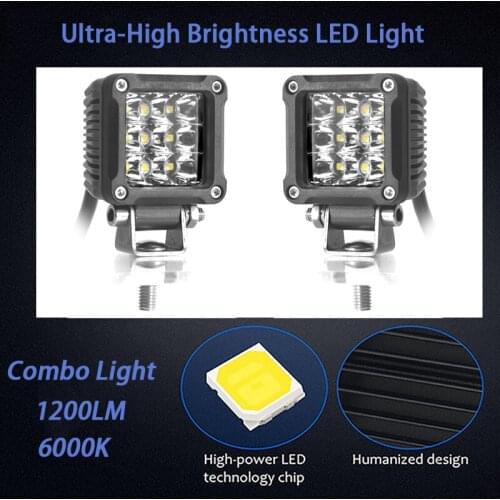 2" 15W LED mini Cube Light Bar 10-30V Waterproof Car LED 1200lm 6000K Spot Flood Combo LED Light For Boat Car Tractor Truck