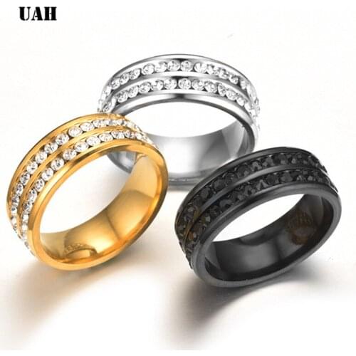 UAH Titanium Stainless Steel Rings For Women Silver color 8mm zirconia wedding rings Small CZ Surround Fashion Jewelry Wholesale