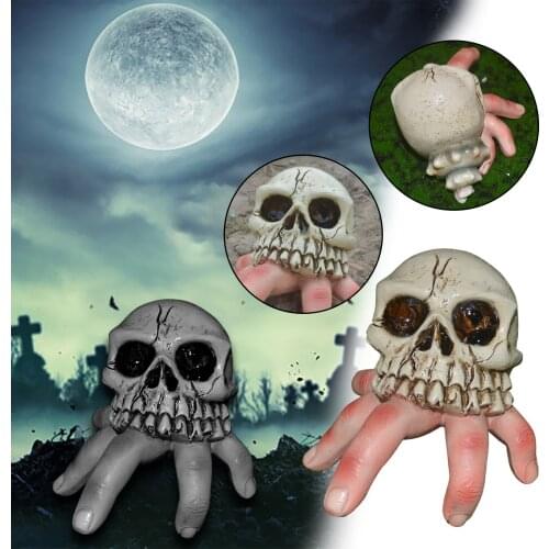 Skull Finger Shell Ornament Hand-painted Resin Crafts Halloween Props Decoration For Home Living Room Garden Decoración De Patio