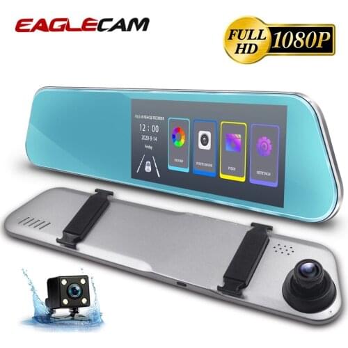 Dash Cam Ultra-Thin Full HD 1080P 5.5 Inch Touch Screen Camera Auto Rearview Mirror Video Recorder Two Camera