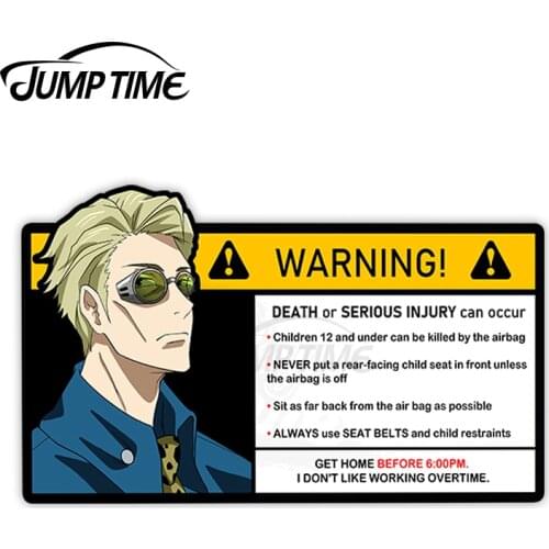 JumpTime 13 x 5.9cm Jujutsu Kaisen Nanami Kento Warning Vinyl Car Stickers Motorcycle Scratch-Proof Car Door Protector Decal