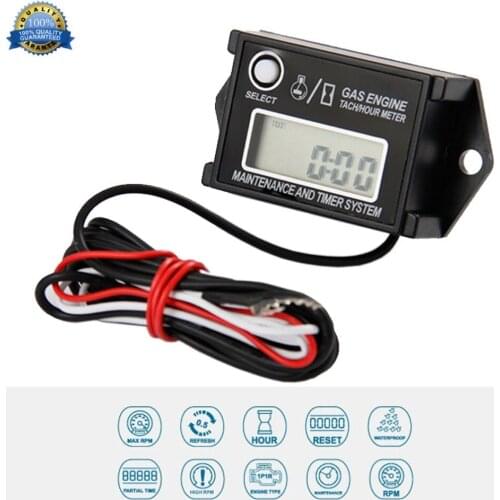 Inductive Tach Hour Meter for motorcycle marine snowmobile jet ski chain saw motorboat van cleaning equipment ATV RL-HM026A
