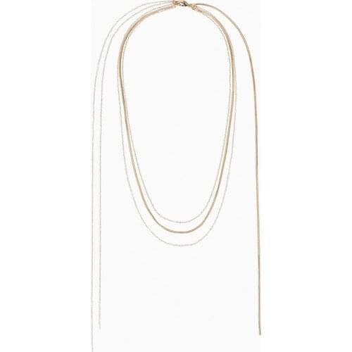 ZA Luxury Long Layered Rhinestone Chain Necklace Women Trendy Statement Fringe Gold Metal Necklace Jewelry Gifts