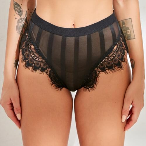 Plus Size High Waist Panties For Women Cotton Sexy Elastic Briefs Underwear Lace Breathable Comfortable Female Knickers Lingerie