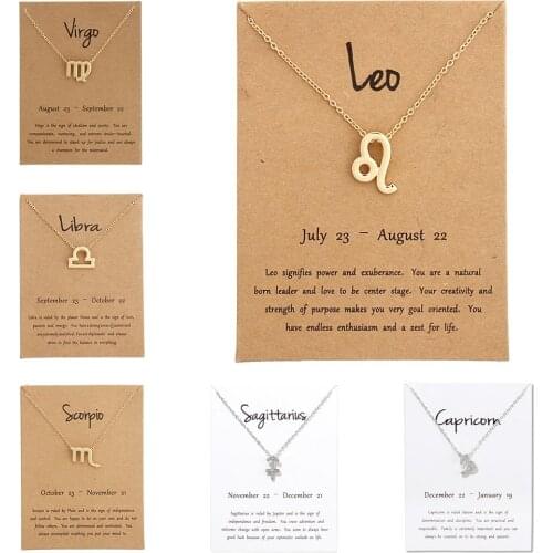 New Trendy Alloy Cute Elegant Star Zodiac 12 Constellation Pendant Necklaces for Women Fashion Gift Birthday Accessories Jewelry