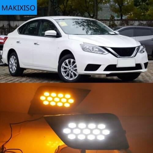 2Pcs For Nissan Sentra sylphy 2016-2019 Waterproof 12V DRL Fog Lamp Decoration Car accessories LED Daytime Running Light