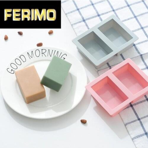 2 Grids Square Shape Soap Mold Cake Mold Chocolate Mold Silicone Mold