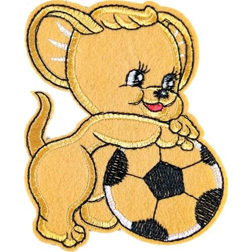 3D Cartoon Anime Mouse Badge Patch Play Soccer Iron on Patches for Clothing Embroidery Applique Crafts Decor Stickers Fabric