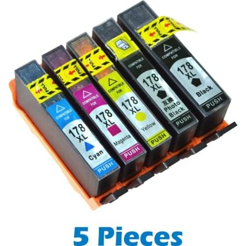 5pcs XiongCai Compatible ink cartridges For HP 178 B109 B110 B210 C309 C310 C410 D5463 D5460 D5468 printers For HP178 XL 178XL