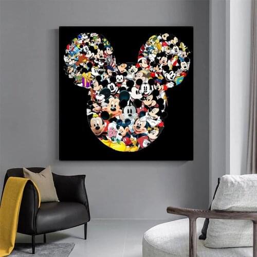Disney Anime Mickey Canvas Painting Abstract Cute Posters and Prints Modern Wall Art Picture for Living Room Home Decor Unframed