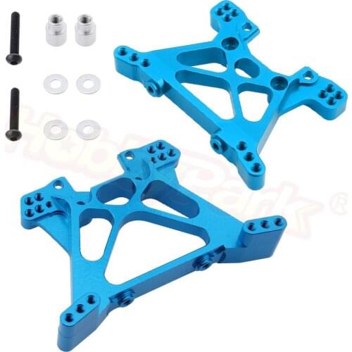 HobbyPark Aluminum Front & Rear Shock Tower Upgrade Parts for 1/10 Traxxas Slash 4x4 Replacement of Part (2-Pack) (Blue)