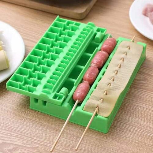 BBQ Gadget kitchen Barbecue Stringer Skewers Kebab Maker Box Machine Meat Vegetable String Grill Barbecue Kichen Accessories