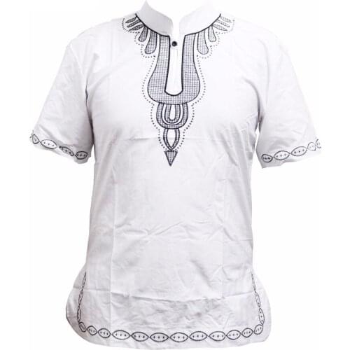 Dashiki Unisex White Cotton African Embroidered Fashion kurta men Shirt Nigeria Native Ankara Muslim T-shirt рубашка мужская