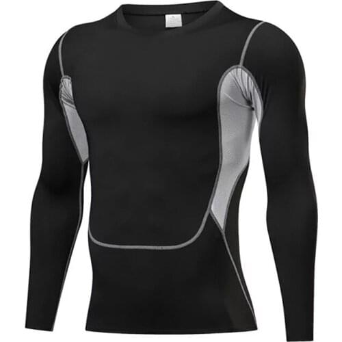Fitness Top Men Long Sleeve Elastic Compression Thermal Tights Sportswear Gym Basketball Tops t shirt