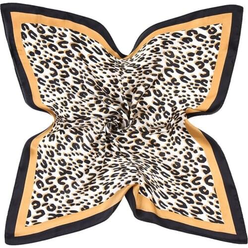 Classic Leopard Print Silk Scarf Bandanna Scarf Women New Fashion Square Scarves Head Neck Tie Band Professional Neckerchief
