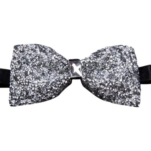 Korea Mens Rhinestone Wedding Grooms Luxury Banquet Super Flash Crystal Bowtie White Shirt Formal Dress Accessories 2020