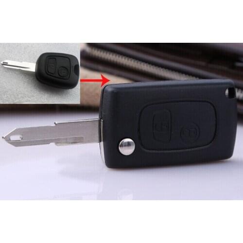 2 Buttons Modified Flip Folding Remote Key Shell Blank Case Cover For Peugeot 206