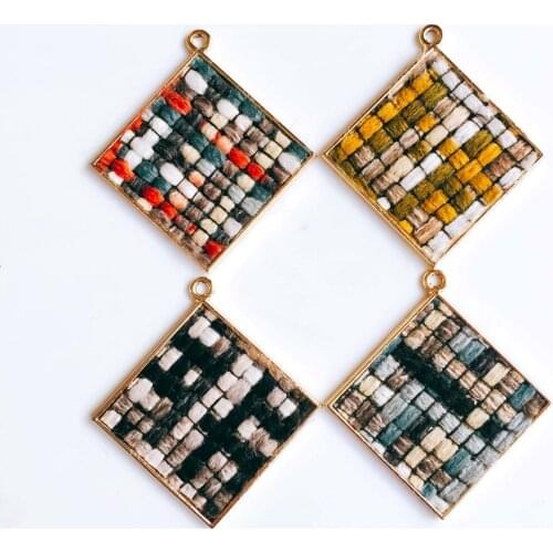 Square Wool Stuff Spacer Accessories Pendant Necklace Supplies for Jewelry Making Earring Accessories Components 4pcs KP2000