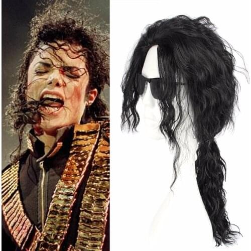 Michael Jackson COS hairs Male King MJ Black Fashion Handsome Curly Cosplay Hairwear Halloween and Christmas for Men and Women