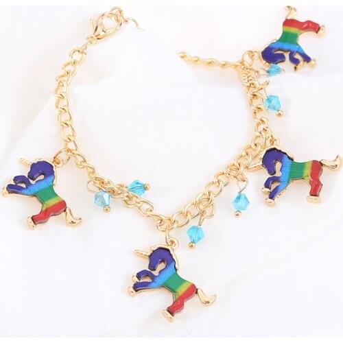 Cute Rainbow Unicorn Bracelet Kawaii Lovely Bracelet for Women Girls Colorful Animal Jewelry Romantic for kid Children