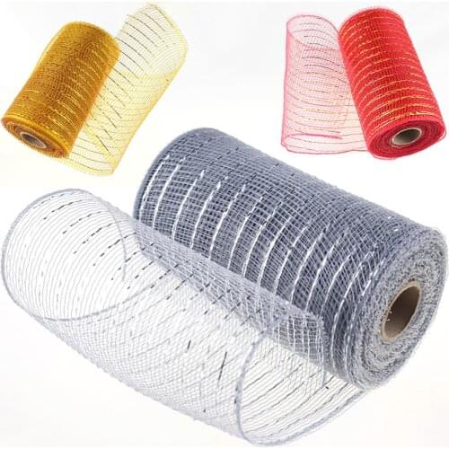 Multiple Gold Wire Mesh Cloth Flower Packing Net Christmas Tree Birthday Decoration Gauze Plastic Mesh Cloth 15cm*10 Yards