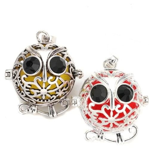 MODKISR Wholesale 6pcs Minerva Bird Jewelry Hollow Essential Oil Perfume Oval Egg Cage Diffuser Locket Pendants Without Chain