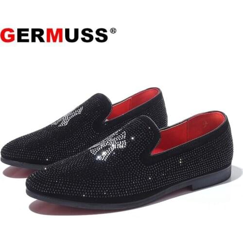 Germuss Men Dress Loafers Business Wedding Brand Men Shoes Breathable Style Banquet Sequin Black Male Shoes Chaussure Homme