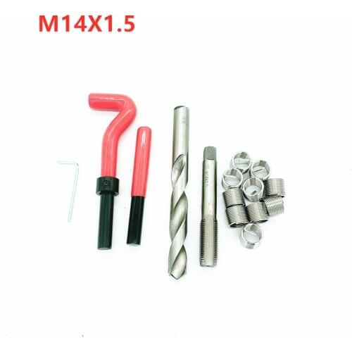 M14X1.5 Thread Repair Tool Kit for Engine Block Restoring Damaged Threads Spanner Wrench Twist Drill Bit Coarse Crowbar Set