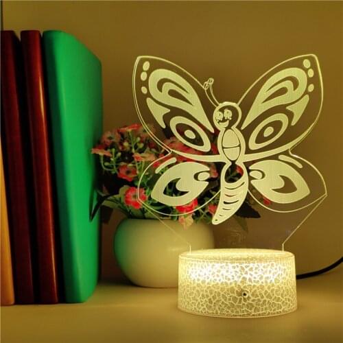 Butterfly Night Light LED Animal Nightlight Bedside Acrylic 3D Table Lamp RGB Color Club Hotel Atmosphere Decor Bluetooth Base