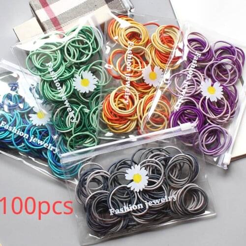 New 100pcs/lot Hair bands Girl Candy Color Elastic Rubber Band Hair band Child Baby Headband Scrunchie Hair Accessories for hair